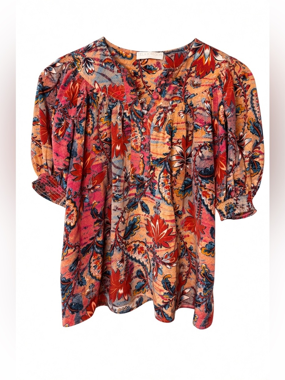 NWOT Ulla Johnson Dina Silk Floral Puff-Sleeve Top